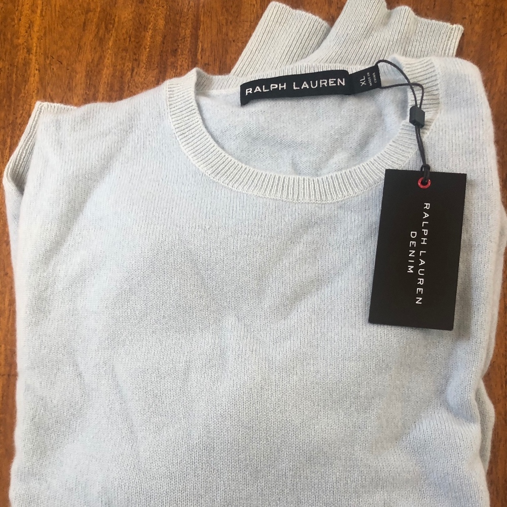 Mens cashmere xl sweater  light blue. Worn once, no tag as in picture.